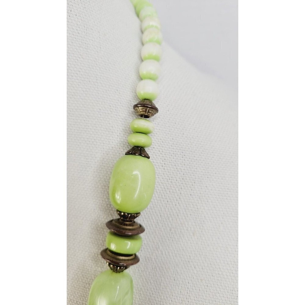Continuous Statement Multi Strand Beaded Green Ne… - image 6